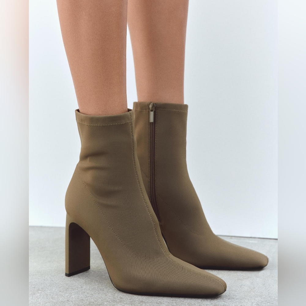 FABRIC HEELED ANKLE BOOTS